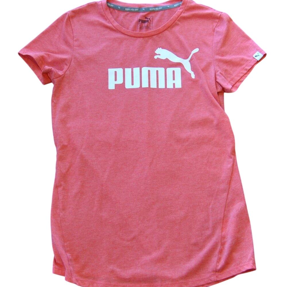 Puma Pink Short Sleeve Shirt with White Logo Small